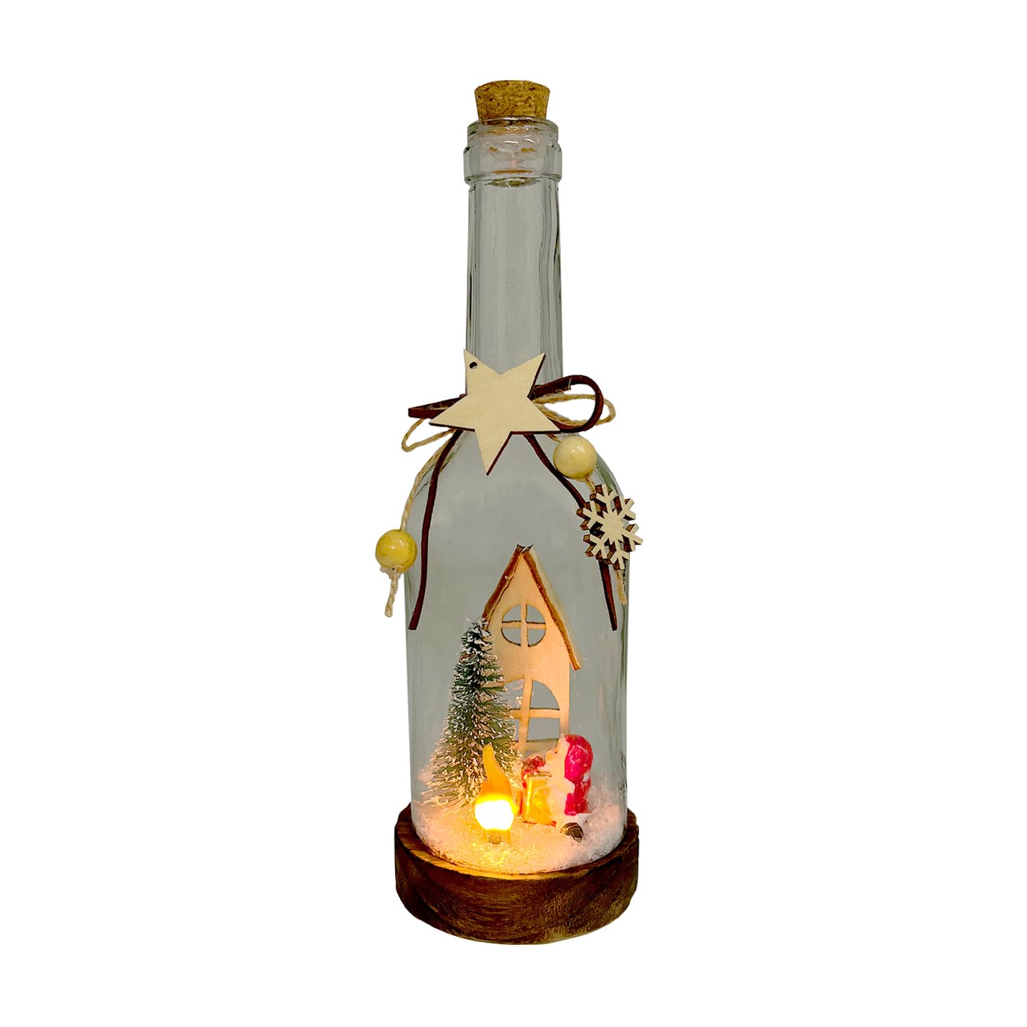 Cello Gleneagles FireGlow Flame Holiday USB Glass Bottle – Realistic Flickering Flame Light, Warm LED Glow, Elegant Bottle Lamp for Christmas, Bedroom or Home Décor