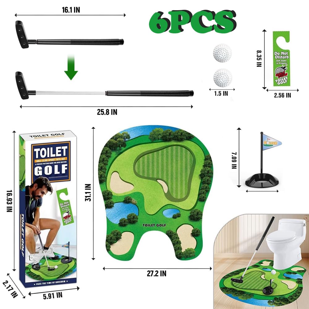 Set Completo da Golf per Toilette YGCHEN con Putter, Palla, Bandierina e Tappetino