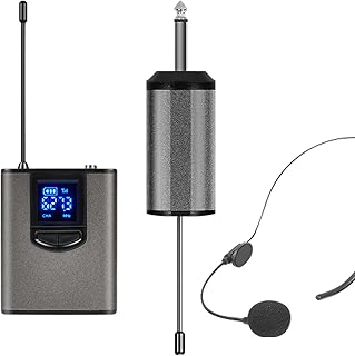 Wireless Headset Microphone/Lavalier Lapel Mic, Wireless Microphone Public Speaking Lapel Headset Receiver Transmitter for Speaker, DSLR Camera, YouTube, Video Recording, Teaching(B)