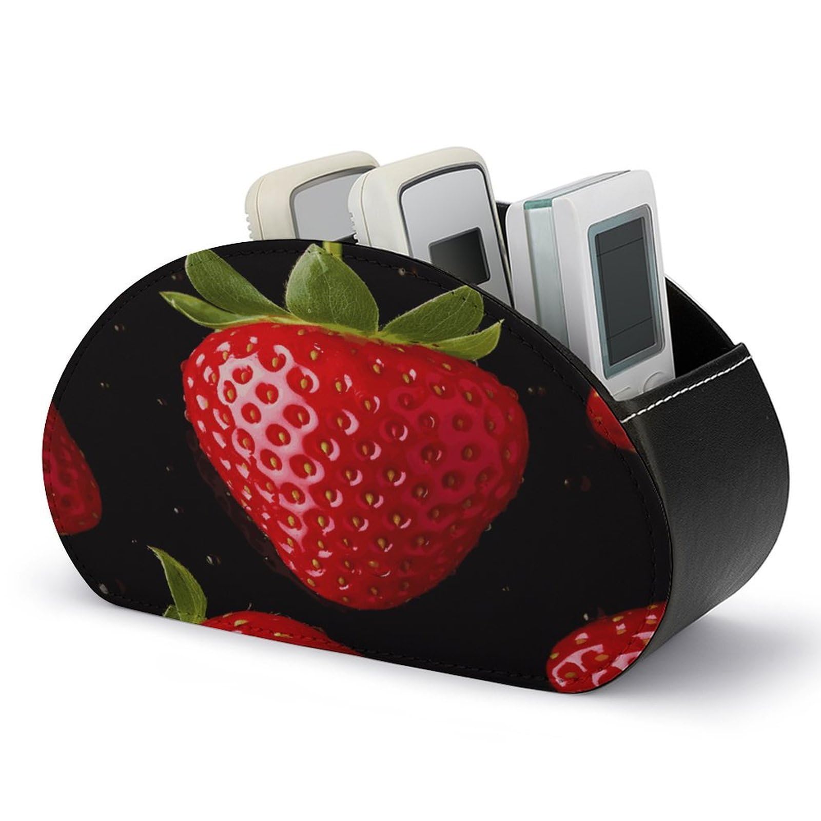 FekiLoot Strawberry Remote Control Holder with 5 Compartments Remote Organizer Caddy for Table TV Remote Caddy Storage Box/Tray Fits Media Controllers Office Supplies