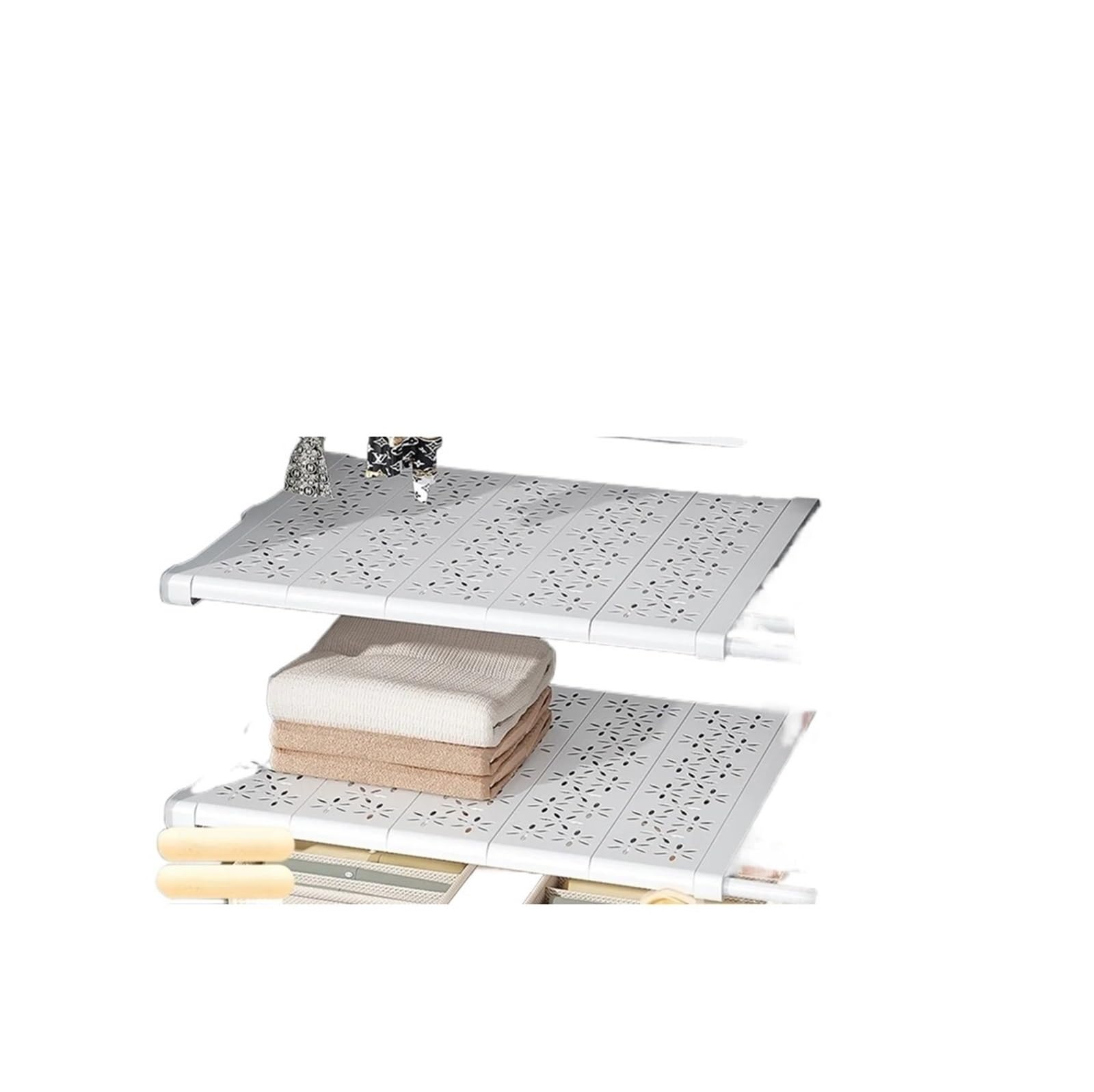 Étagère de Rangement Extensible Multicouche for Garde-Robe, Gain Place, séparateurs en Plastique for vêtements, Chaussures et accès pour Armoire, Armoire, Cuisine, Salle de Bain(White2 S)
