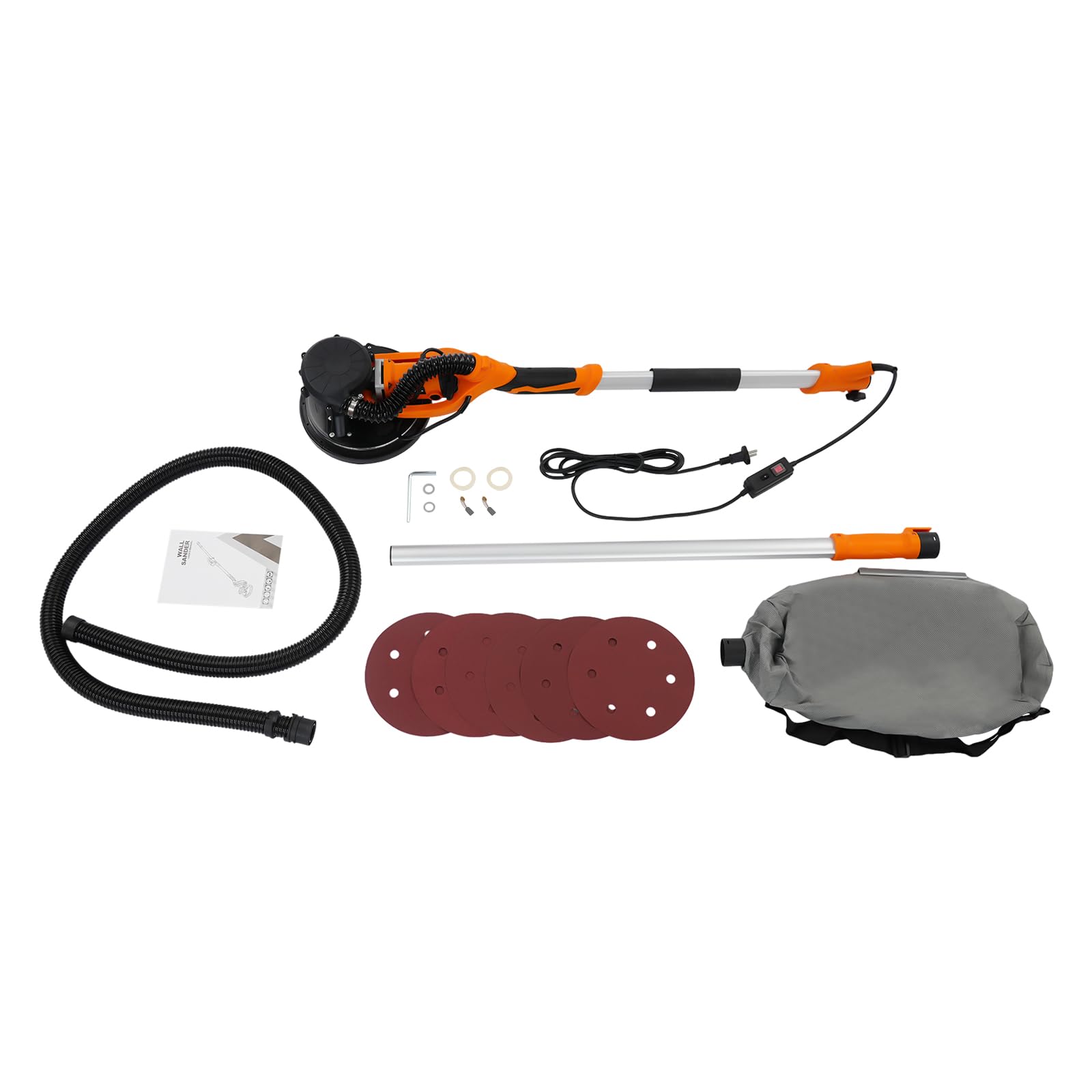 Lijadora de pared en seco, 750 W, lijadora de pared con disco abrasivo de 225 mm, 6 velocidades variables de 800 – 1800 rpm