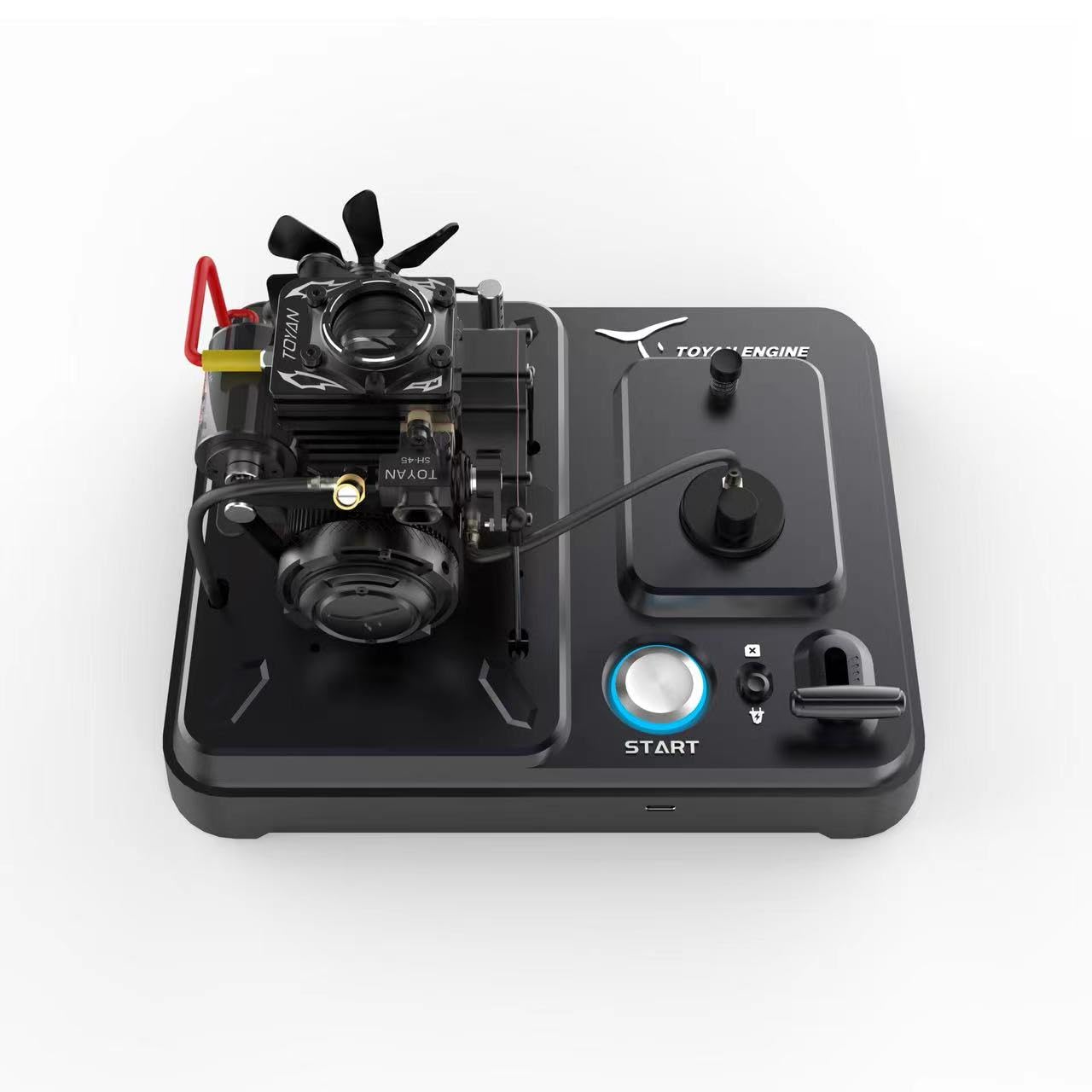 TOYAN FS-S100AT Four-Stroke Methanol Engine Model Motor Visible Internal Combustion Engine Mini Rc Automodel Motor Kit (with Base ?One Click Launch Version?)