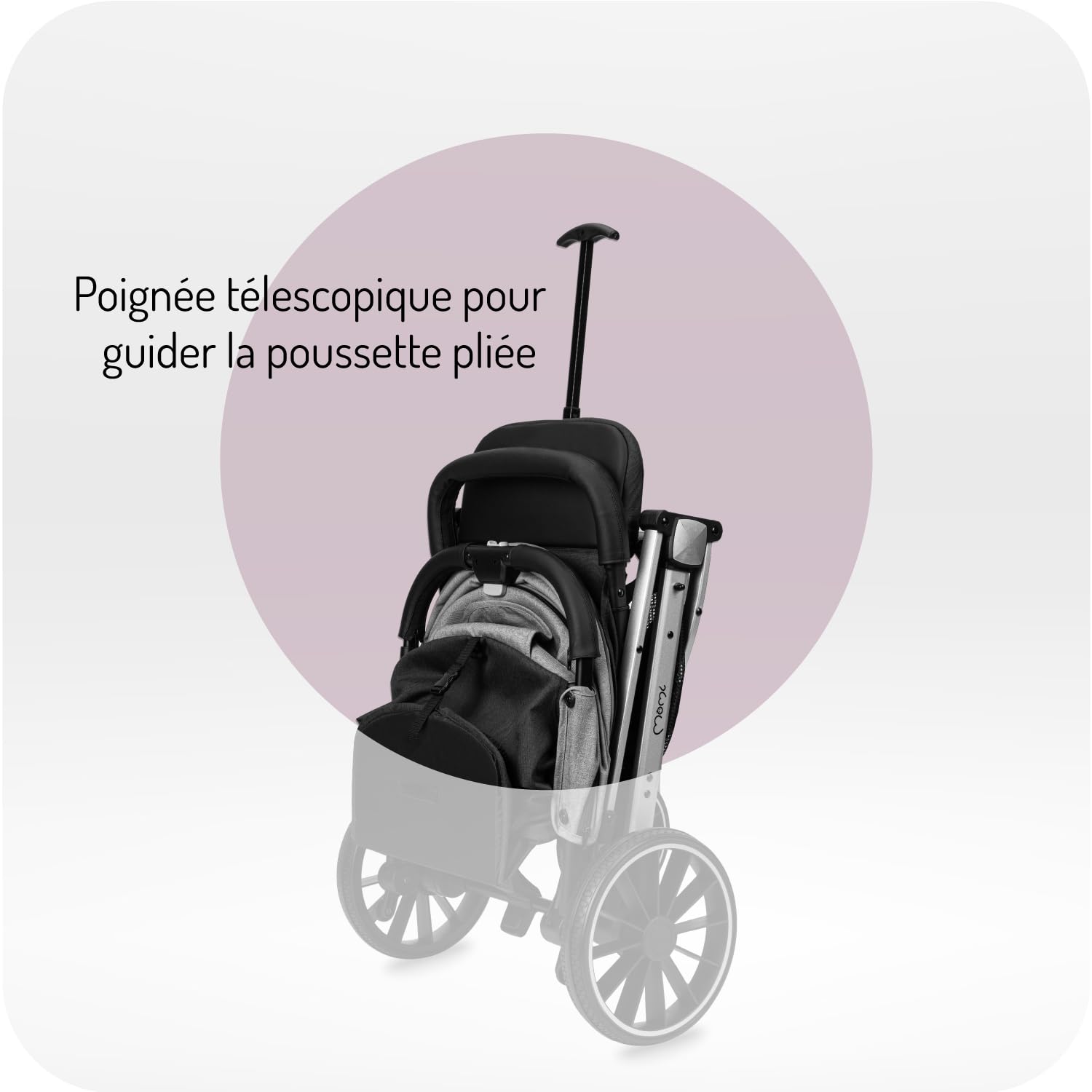 MoMi ESTELLE LIGHT PLUS Poussette à partir de 6 mois (jusqu'à 22 kg), poussette pliante avec harnais de sécurité 5 points, panier de courses avec fonction de dépliage, poignée télescopique de traction