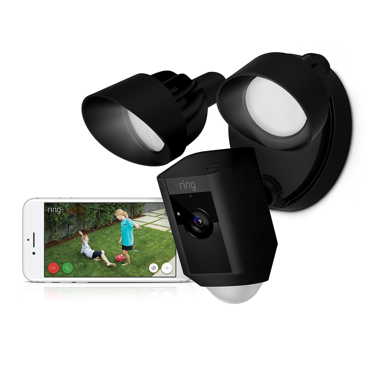 Ring Floodlight Cam Wired Plus – Videocamera Con Proiettori Cablata 1080p, Audio Bidirezionale E Sirena