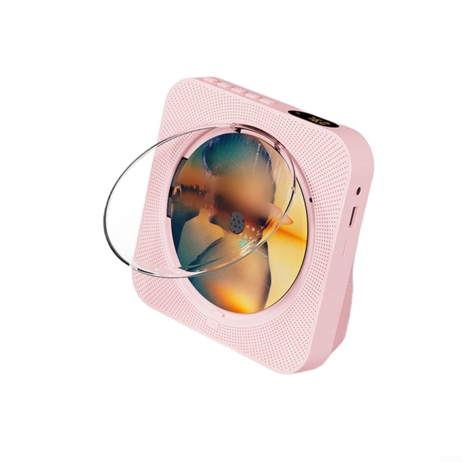 FACAIIO Reproductor de CD portátil con control remoto incluido ABS compacto 16.7x16.7x6cm Reproductor de disco para viajes en casa (rosa)