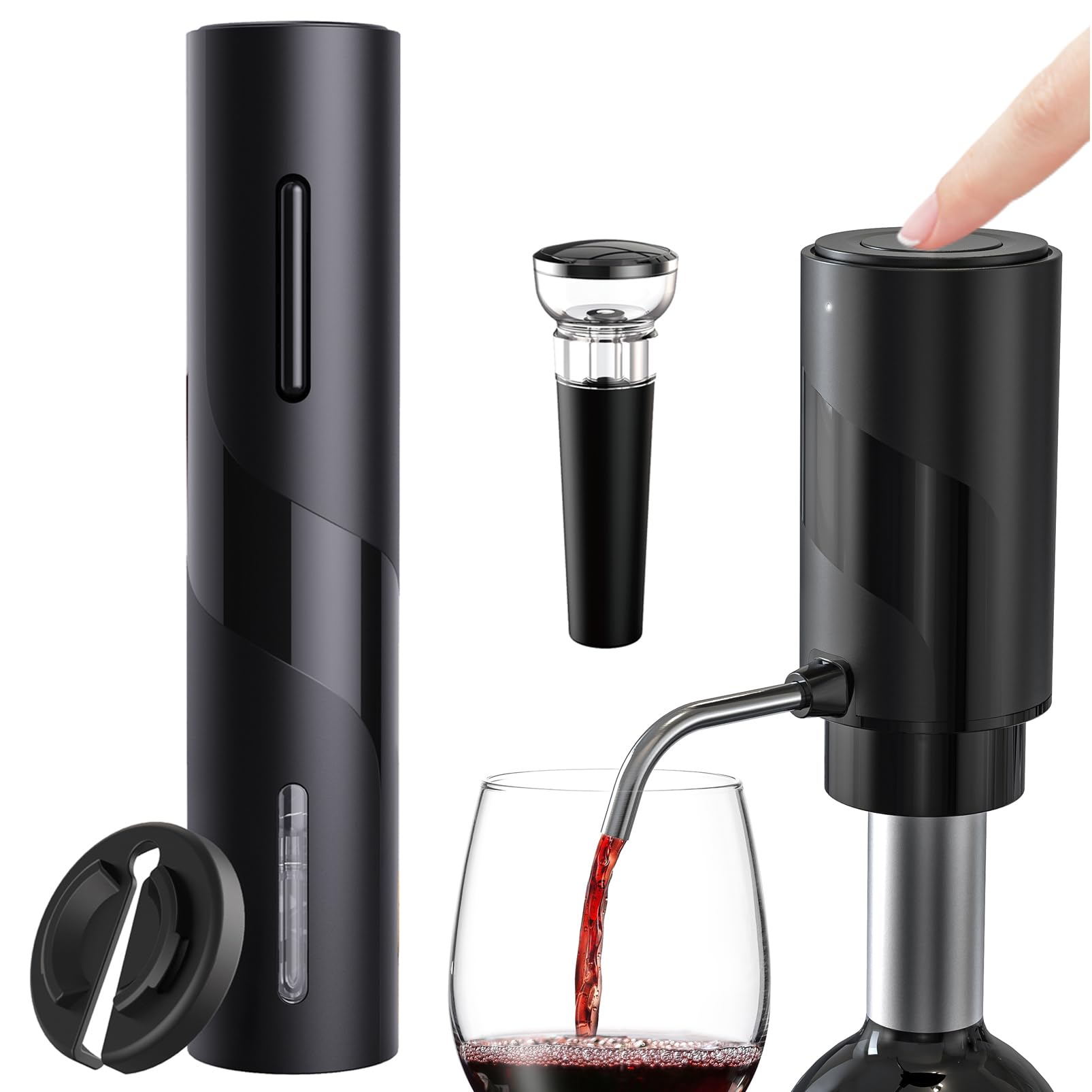 RICANK Wine Opener Day Gift Set With Electric Wine Bottle Opener Electric Wine Decanter Electric Wine Aerator And Pourer Wine Stopper Foil Cutter 4-in-1 Wine Accessory Set Rechargeable and Automatic