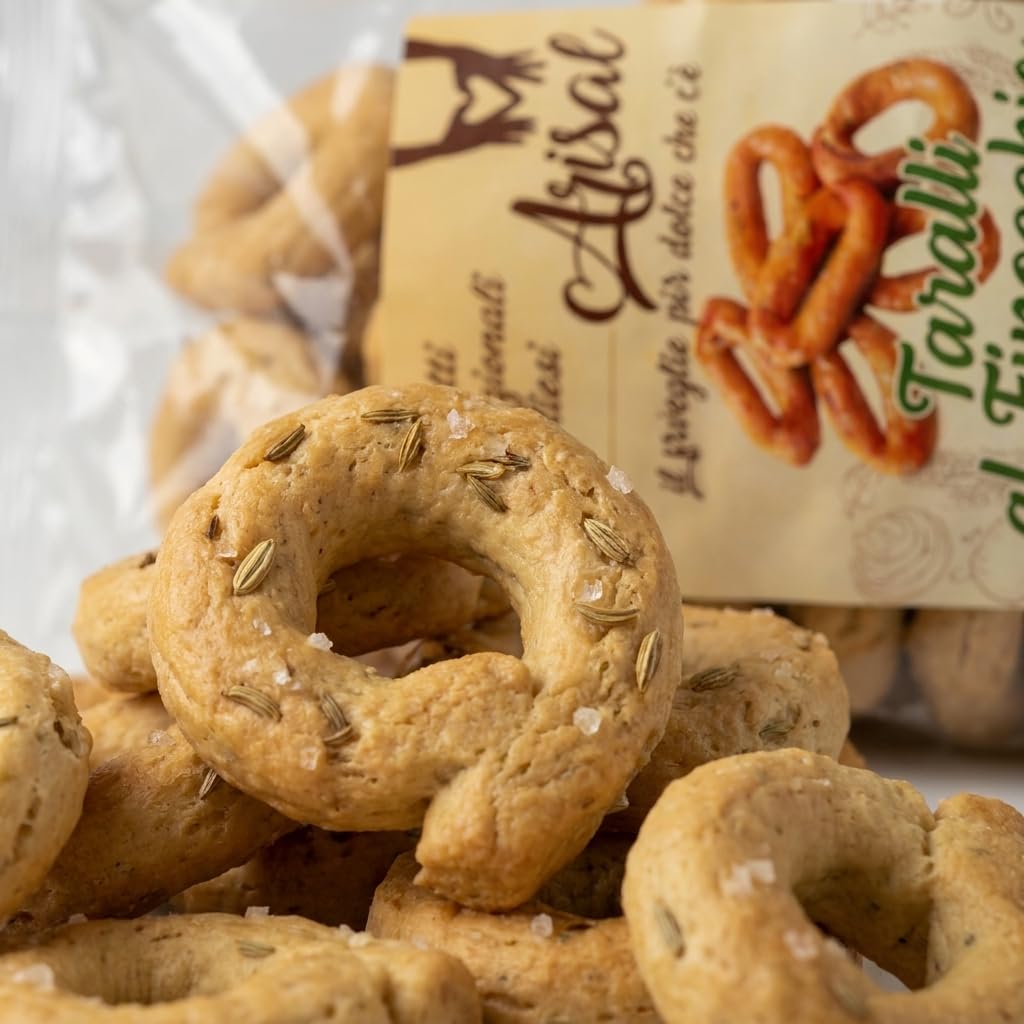 Arisal Taralli al Finocchio - Taralli Croccanti Tradizionali Pugliesi - Snack Salato Ideale per Aperitivo - Confezione da 350g