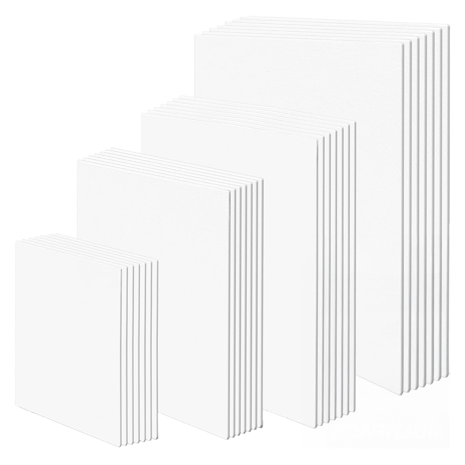 28-Pack Stretched Canvas Set -13 x 18 cm, 20 x 25 cm, 24 x 30 cm, 30 x 40 cm Primed White Painting Canvases for Acrylic, Oil & Watercolor - Ready-to-Use Artist Canvas Boards