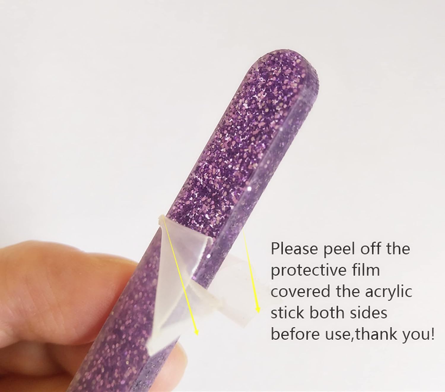 20pcs of Reusable Acrylic Sticks for Ice Cream,Popsicle,Kids Projects,Classrooms,Home,Party and More (Purple Glitter, 4.72’’ Long)