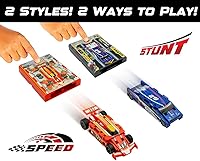Vista 2 de FLAT 2 FAST Original Speed Card Racer – Flat Car Racer and Pocket Size Racecar Launcher with Real Rubber Tires for High-Speed Racing – Load, Launch