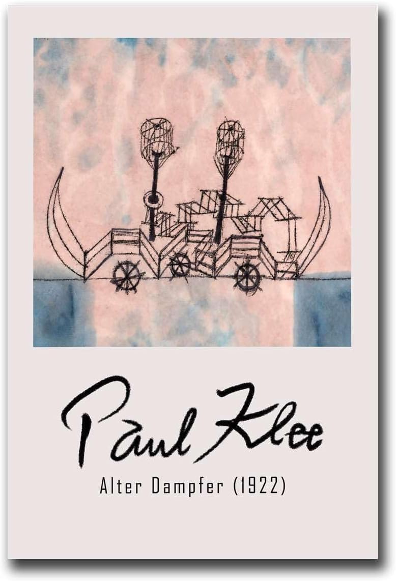 QSDTGHUIKP Paul Klee Poster Abstract Wall Art《Alter Dampfer》Canvas Painting Paul Klee Prints Aesthetic Picture for Living Room Decor 16x24inx1 Frameless