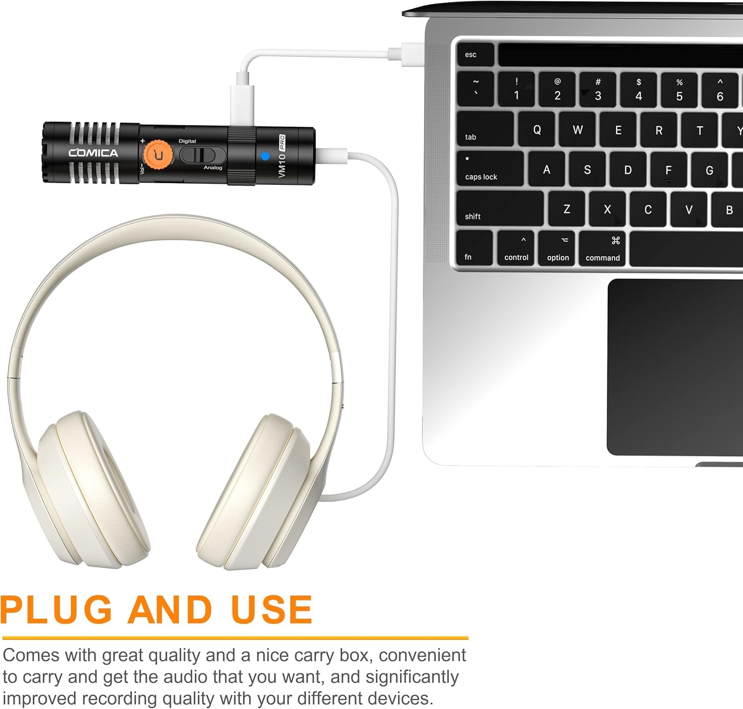 COMICA VM10 Pro Micro Appareil Photo– Microphone Canon à Condensateur Supercardioïde avec Sortie USB-C & 3,5 mm – Micro Externe pour Caméra, Appareil Photo, Caméscope, Smartphone, Vlog