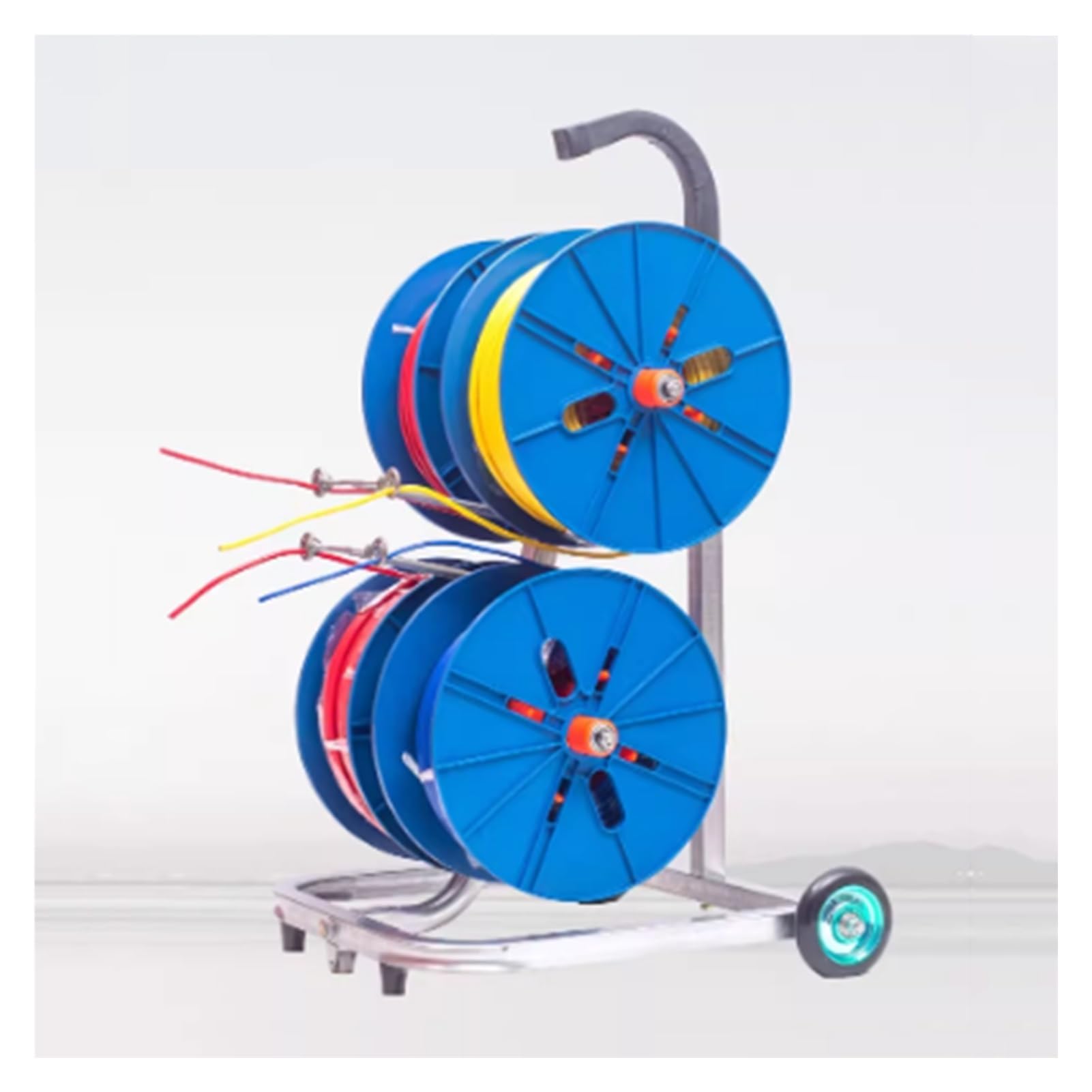 WDSOPK Wire Spool Rack,Portable Wire Rack Dispenser with Wheel,4/6 Rods Heavy Duty Wire Spool Cart,for Ribbon Filament Automotive Storage (Blue 4 Rods Wire)