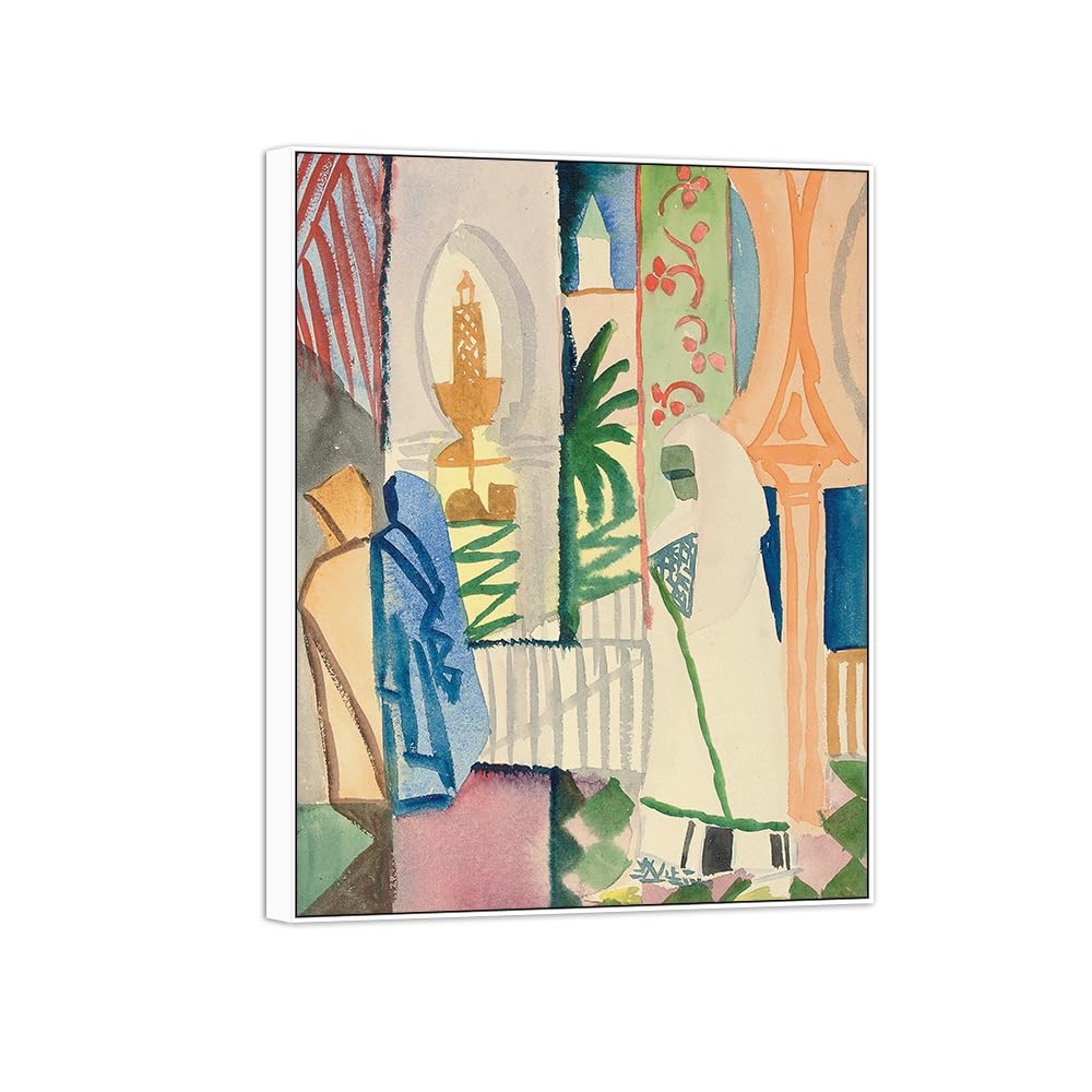 Sdyskkug White Frame August Macke Famous Wall Art For Living Room. In Hall. Canvas Artwork Picture. Prints Reproduction Modern Home Decor 65X50cm