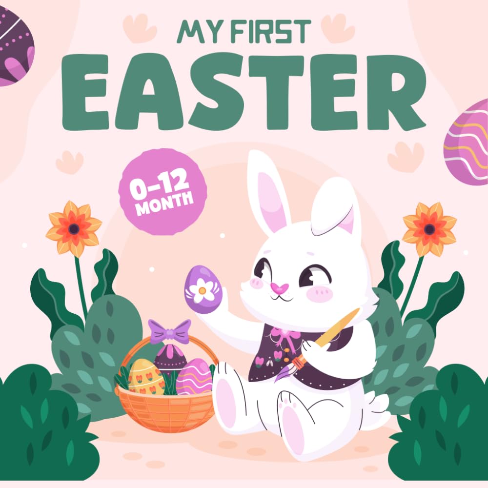 My First easter Book for baby boy: A Sweet Gift Ideas for easter, Birthday with Black and White Illustration - Rabbit, Egg, and More