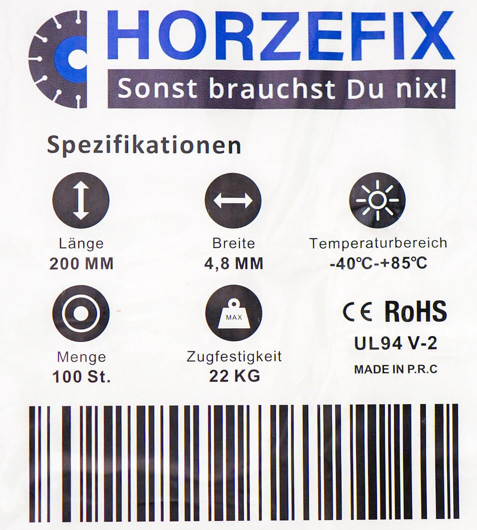 Kabelbinder Set 300 Stück schwarz/weiß/grau/grün 2,5 x100/3,6 x 140/4,8 x 200/4,8 x300 7,6 x 370 lang uv beständig und temperaturbeständig (weiß, 7,6 x 370 mm)