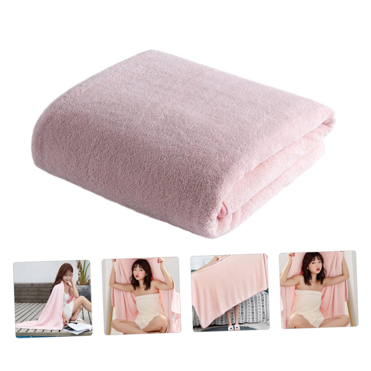 ABOOFAN Serviette de Bain à Séchage Rapide pour Femmes, Serviette Peignoir en Polaire Corail, Absorbante, pour Spa Piscine Plage