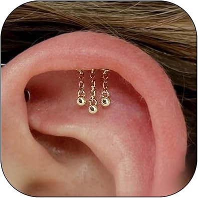 Hidden Helix Earring Dangle Threadless Flat Back Earrings for Women Helix Piercing Jewelry Hypoallergenic Cartilage Earring for Multiple Piercing Small Flatback Stud Earrings Womens Gifts for Christmas