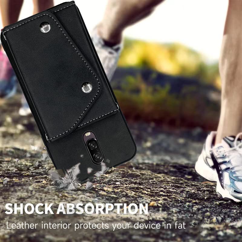 Image of Compatible with OnePlus 7 6T Wallet Cover with Crossbody Shoulder Strap and Stand Credit Card Holder Cell Phone Cover for OnePlus6T A6013 OnePlus7 GM1900 One Plus6T 1+ Plus7 1 Plus 1plus T6 Black