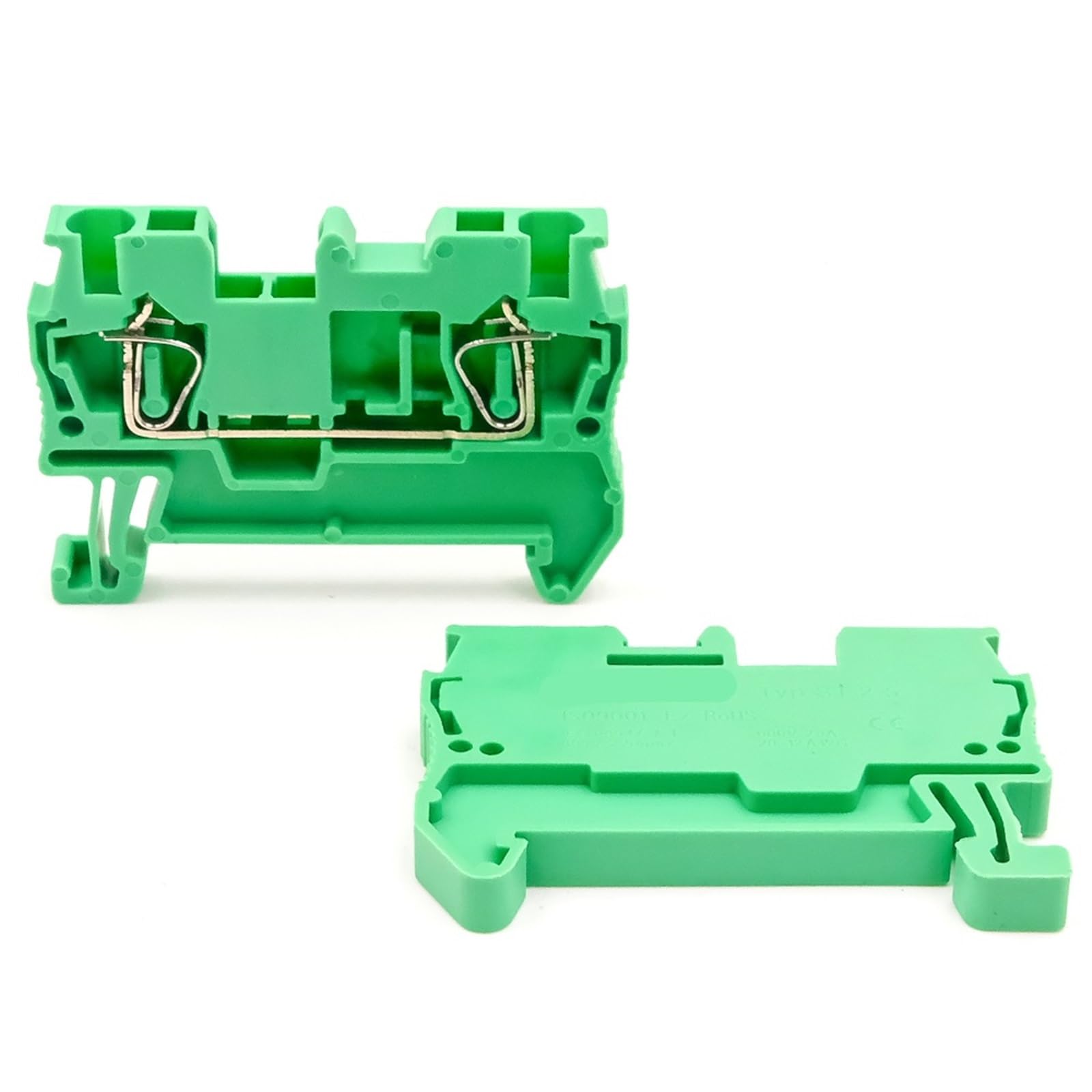 Morsettiera a molla ad alta corrente 24 A 800 V, montaggio su guida DIN, 10 pezzi, PA66 for cavi industriali da 4 mm²(ST-2.5-10 PCS-GREEN)
