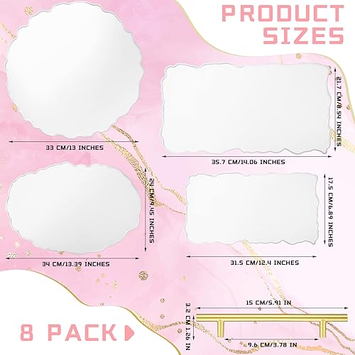 Miniatura 2 de Hoolerry 4 moldes de resina para bandejas de silicona de 13 pulgadas, moldes epoxi de ágata de fundición irregular con asas doradas para