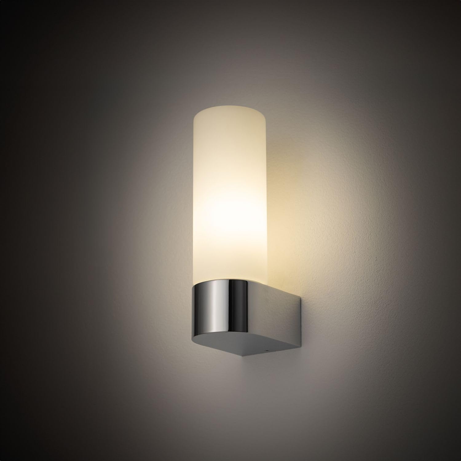 Licht-Erlebnisse Wandlampe Glas Aluminium in Chrom Weiß IP44 Badezimmer Küche H:16,5 cm G9 Modern satiniert blendarm Wandleuchte Flur JUNARD