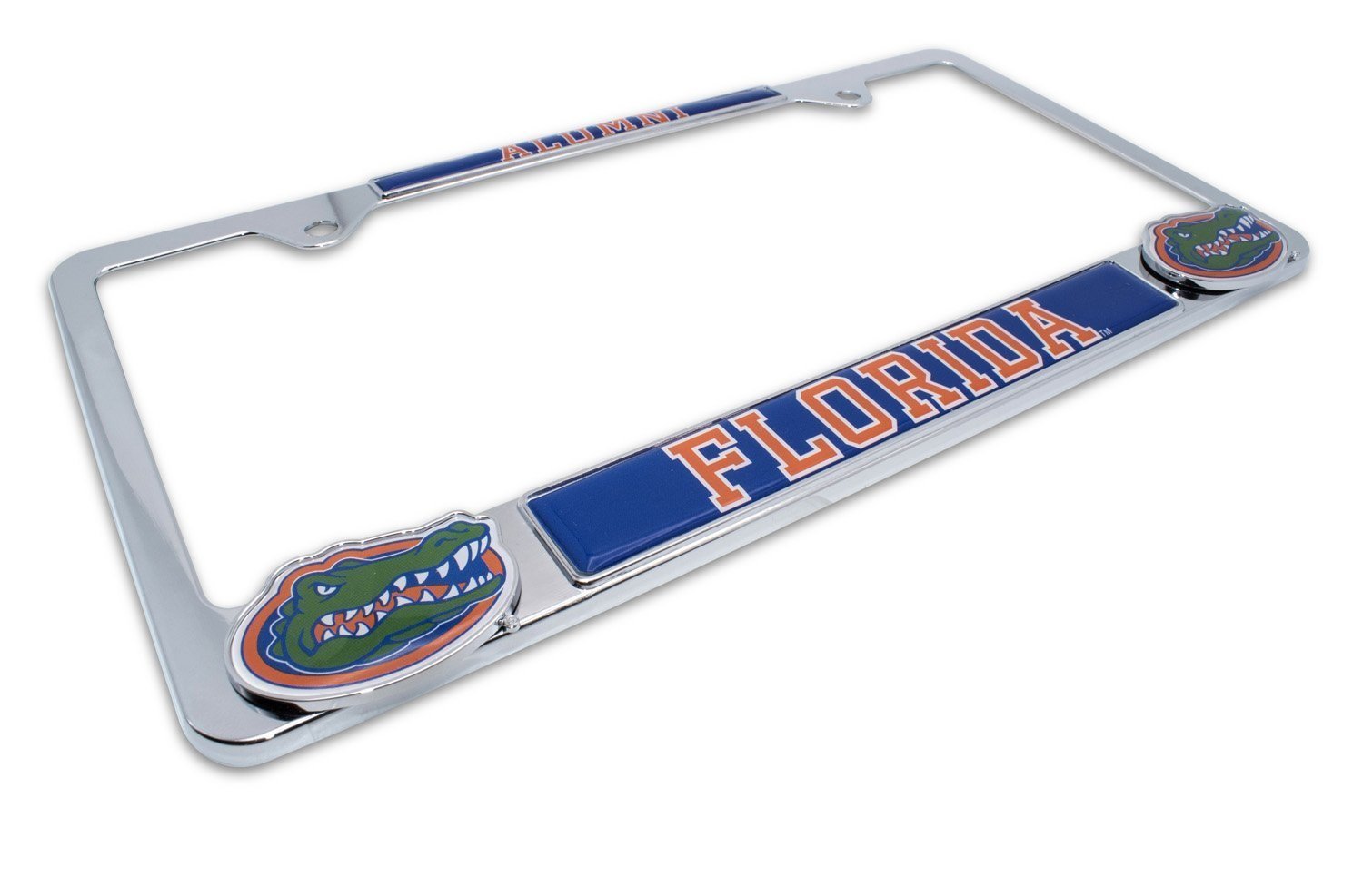 Premium All Metal Gators Alumni License Plate Frame w/Dual 3D Logos - Second Generation (Florida)