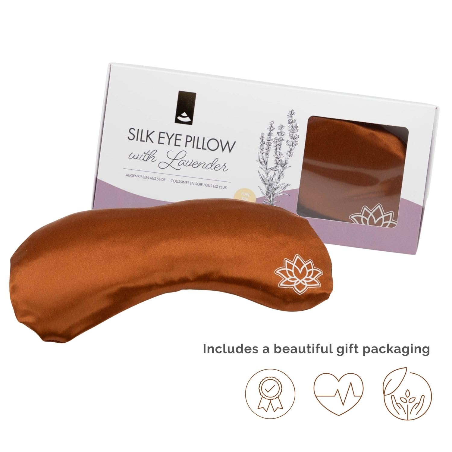 Bodhi Morbido cuscino per gli occhi con imbottitura in semi di lavanda e lino, per yoga, relax e meditazione, in raso makò o modal, disponibile in diversi colori (seta/rosso scuro)