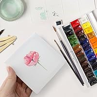 Vista 5 de Juego de 4 mini lienzos para pintar con caballete, 3 x 3 pulgadas, paneles de lienzo blanco estirados en blanco, caballetes de madera, lienzo