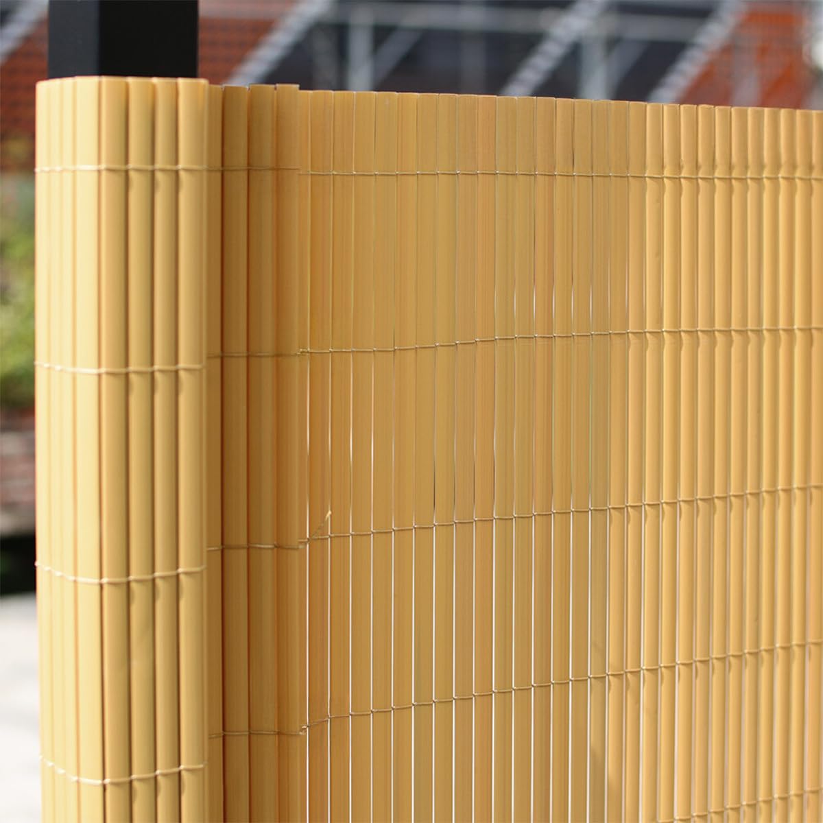 PEGANE Lot de 2 Canisses Brise Vue en PVC Tube Plat,Clôture Protection pour Jardin terasse Balcon Coloris Naturel Bambou - Hauteur 100 x Longueur 300 cm 1700g/m2