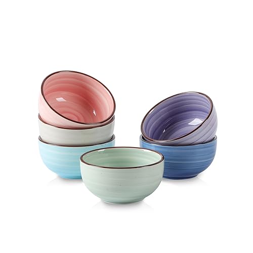 Selamica Ceramic Mini Bowls, 4 OZ Dipping Bowls, 3.5 Inch Gradient Color Set of 6, Microwave & Dishwasher Safe