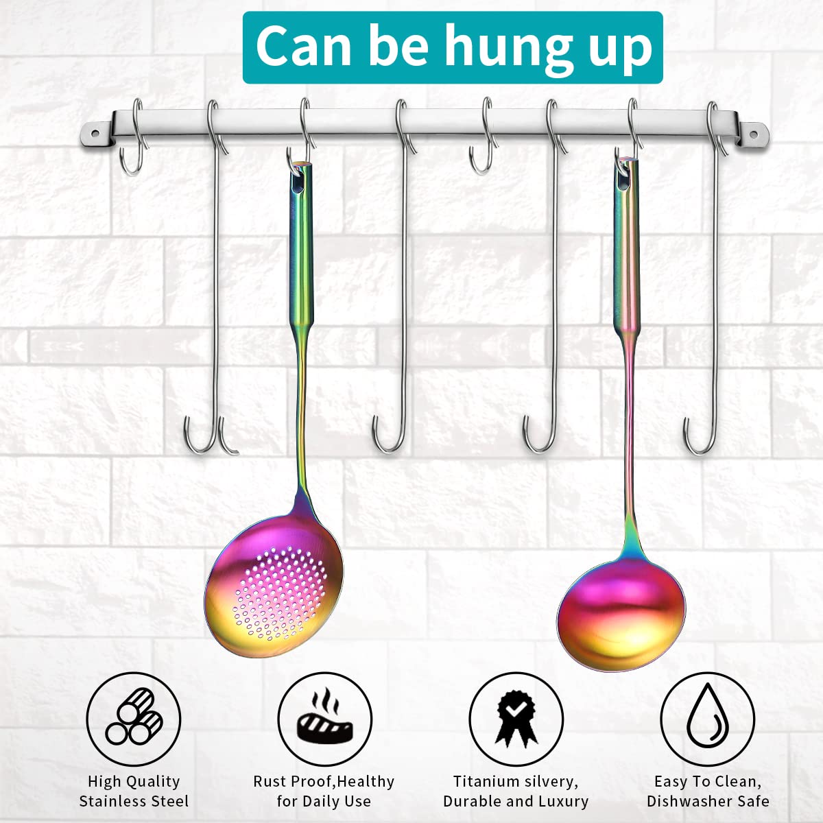 Schiumarola In Acciaio Inox 38 Cm - Con Fori E Maniglia Comfort - Foto 9