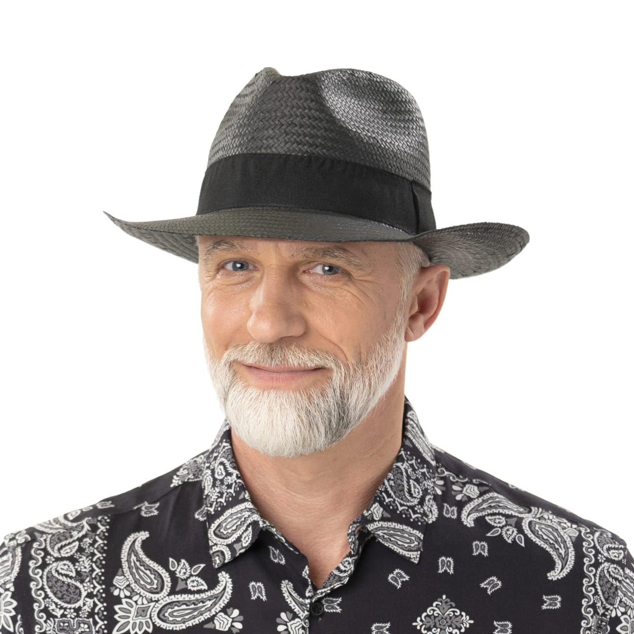 LIPODO Black Mountain Cappello Bogart in Paglia Fascia unicolore Made in Italy Uomo Primavera Estate