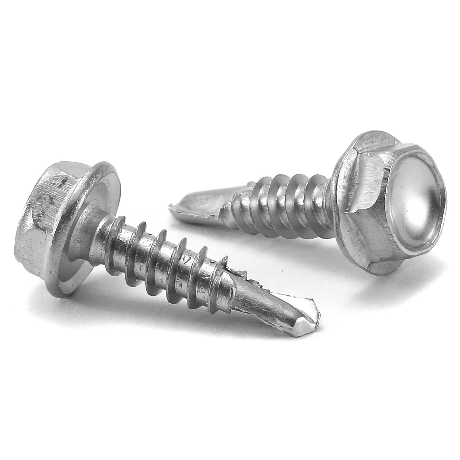 #14 x 3/4" Sheet Metal Screws 100PCS 410 Stainless Steel Hex Washer Head Fast Self Tapping Screws by SG TZH