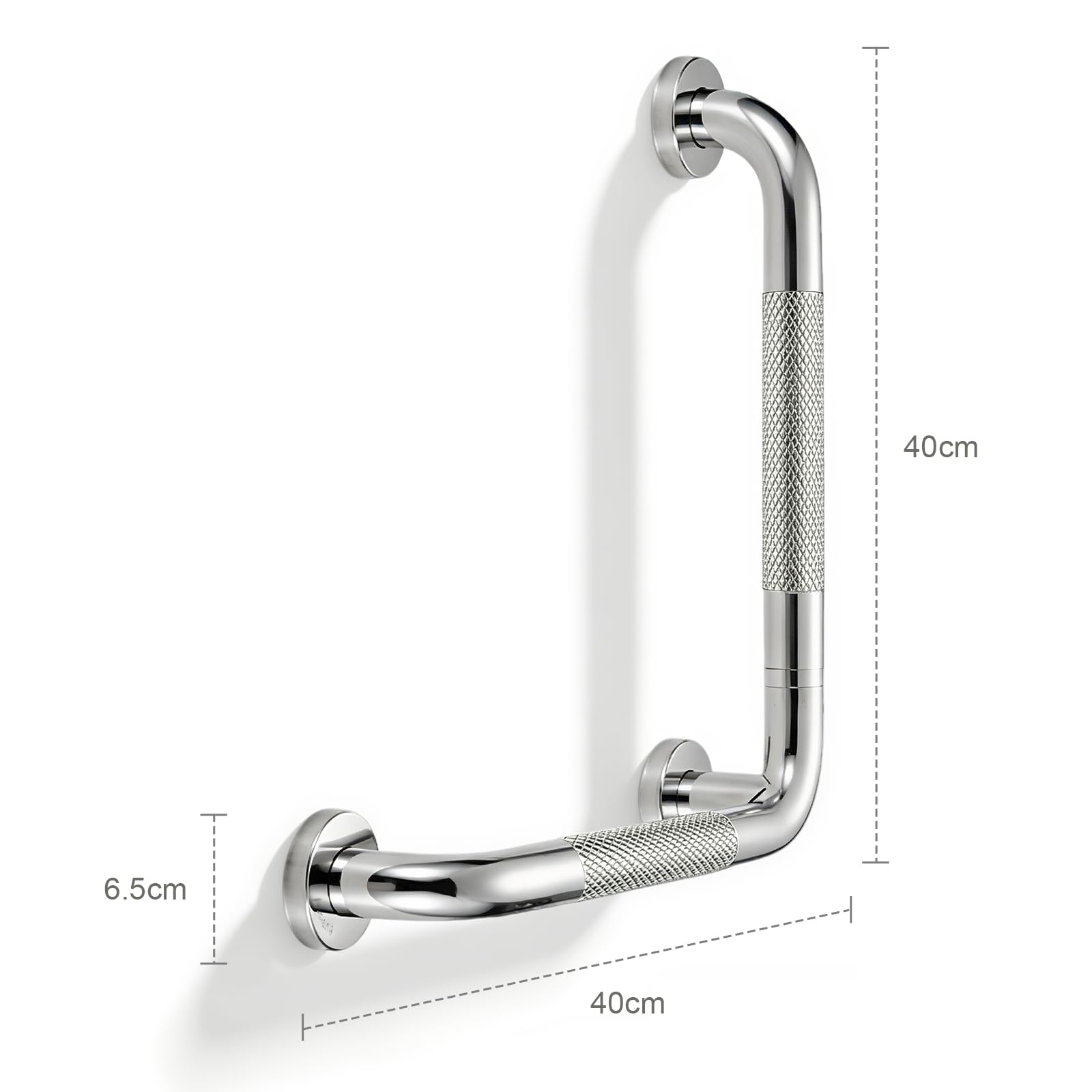 Barre d'appui pour personnes âgées, 40 x 40 cm, poignée de douche en forme de L, en acier inoxydable, poignée de sécurité pour salle de bain, femmes enceintes, personnes âgées et handicapées (noir)