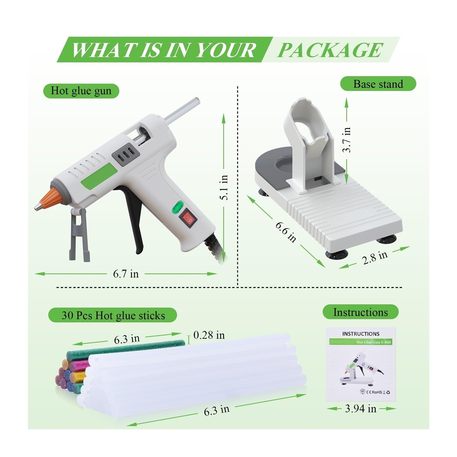do projektów rękodzielniczych typu „zrób to sam” i Hot Glue Gun, MONVICT 40W Fast Heating Glue Gun Kit With A Glue Gun Stand And 30 Glue Sticks, Design For DIY, Crafts(White)