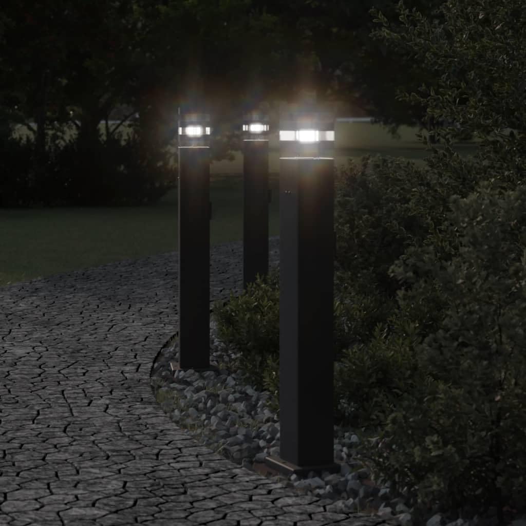Zewnętrzna lampa podłogowa z wtyczką, czarne aluminium 80 cm