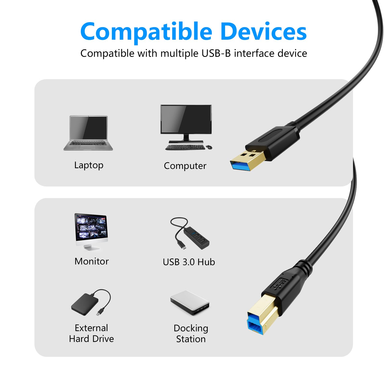 Amazon.com: Jelly Tang USB 3.0 Cable A Male to B Male 5Ft
