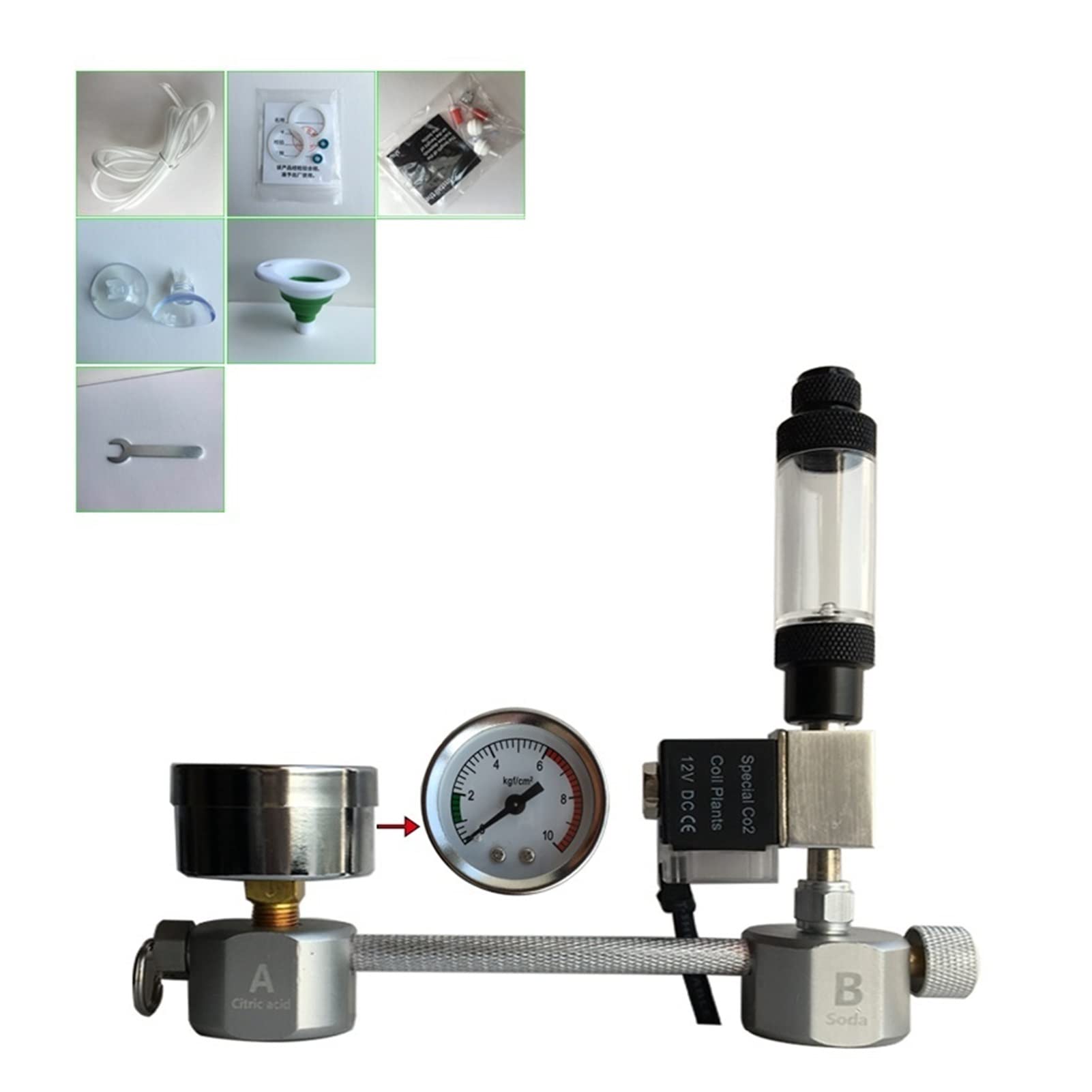 Indicatore regolatore di CO2 Acquario CO2 Kit di regolatore CO2 Generatore di diffusore CO2 con atomizzatore a bolle valvole Serbatoio di pesce for solenoide di anidride carbonica for piante per la bi