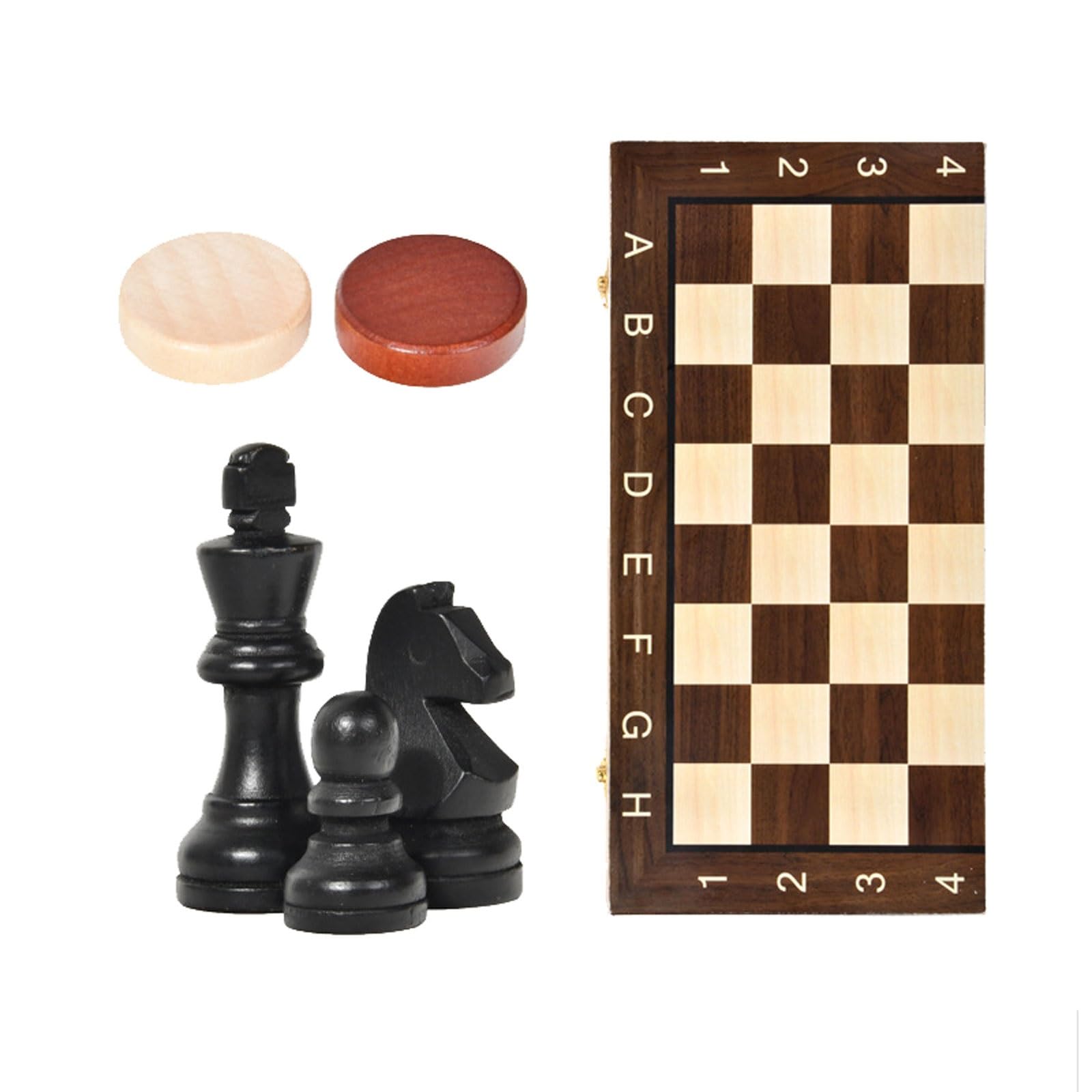 Jeu de société Pliant en Bois 3 en 1, Jeu de Dames d'échecs Chess