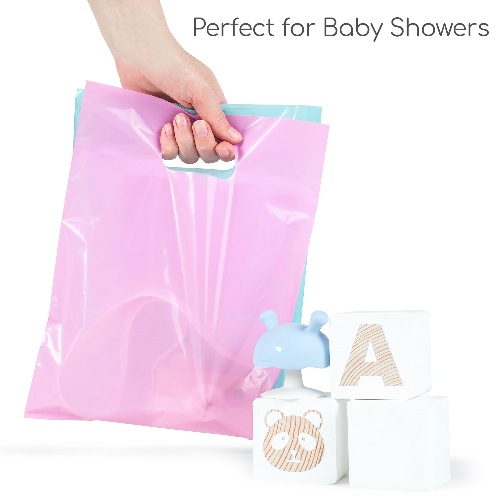 Choice Marts Merchandise Bags Pastel Pink & Pastel Blue Color 200 Count 9"x12" Size 1.5Mil Thick