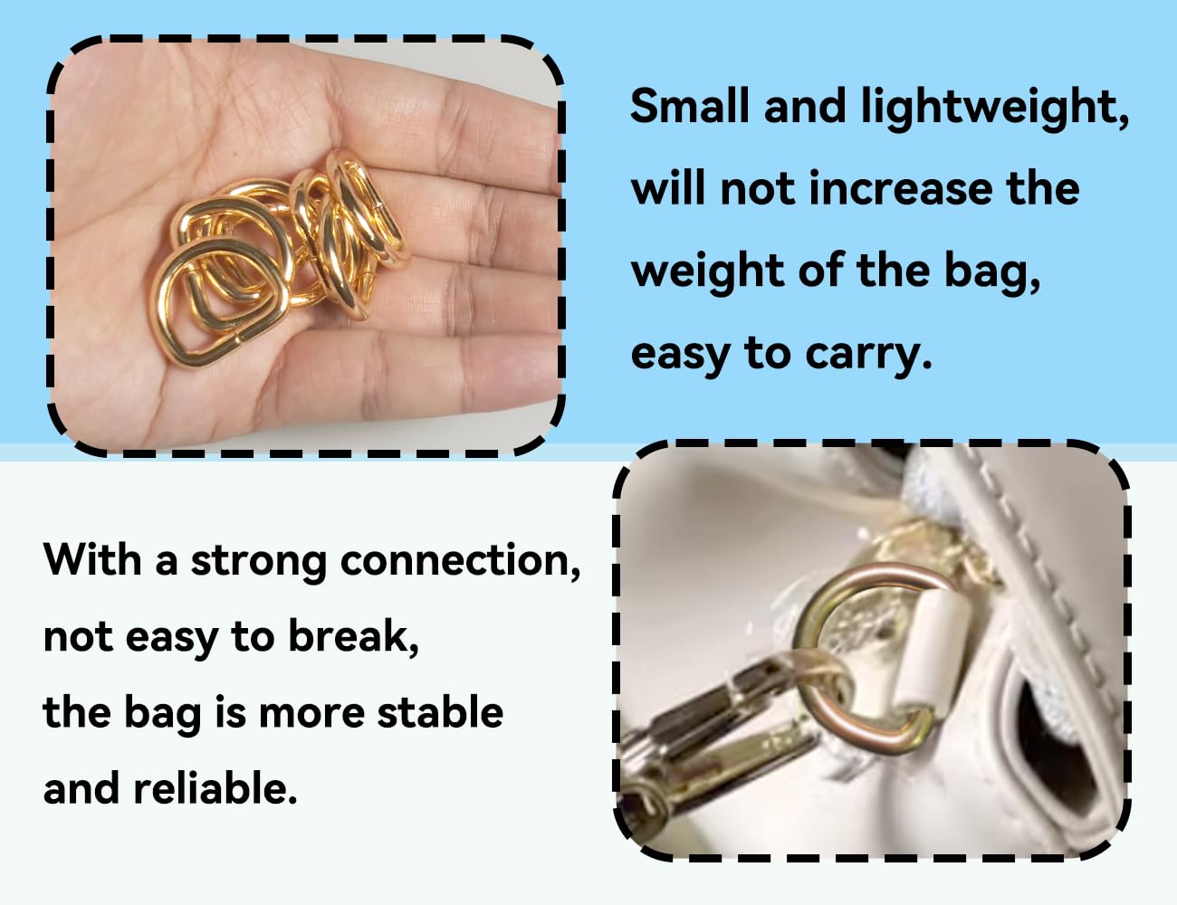 KAPSING 8 Stück Metallring Gold D Ringe Wirbelkarabiner Ring D Ringe 20mm Schlüsselverschlüsse Gürtelschnalle Nähen Schultergurt-Ersatzteile für Handtasche Rucksackgurte