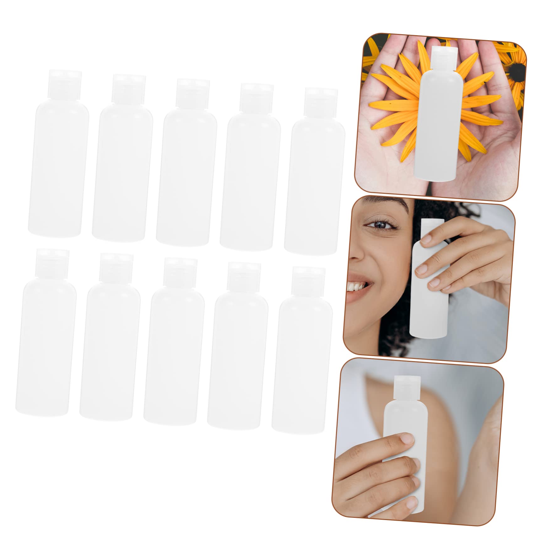 Healeved 50 Pezzi Flaconi da Viaggio in Pe Bianco 100ml, Contenitori Vuoti Compatti di Perdite per Lozione, Casa e Viaggio