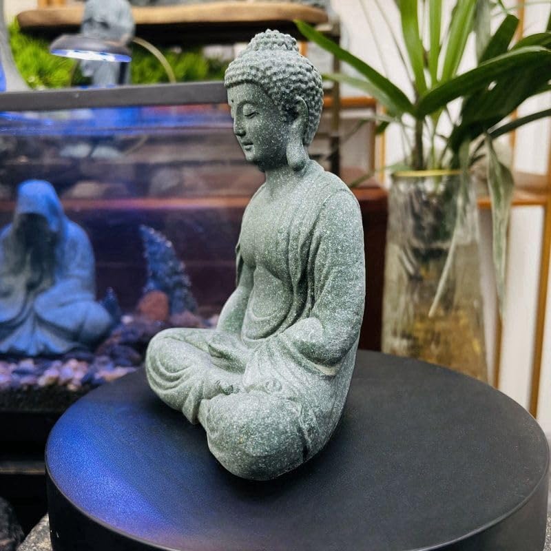 Miniatura 2 de livelyfish Decoraciones de Buda para acuario zen, estatua de Buda para decoración del hogar, estatua de Buda de piedra de meditación para escultura