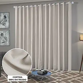 Cortina Blackout/Bleucate de Tecido Corta Para Luz Quarto e Sala 4,00m x 2,50m Altura com Ilhós Cromado Solaris - Off-White