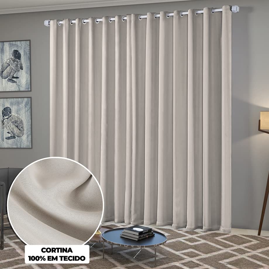 Cortina Blackout/Blecaute Quarto/Sala em Tecido 3,00m x 2,50m com Ilhós Cromado Solaris - Off-White
