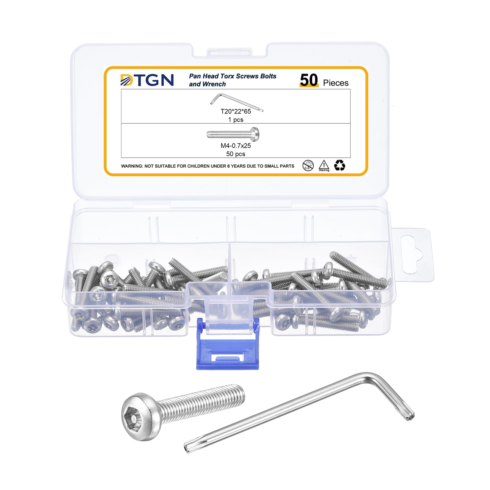 DTGN M4x25mm Pan Head Torx Security Screws, 50Pack, Good for Machinery