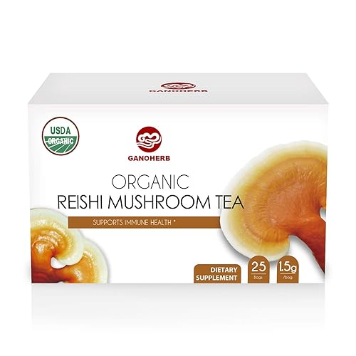 GANOHERB USDA Té orgánico de hongos Reishi con 100 de hierbas de ganodema para el sistema inmunológico de impulsar el sistema inmunológico-vegano