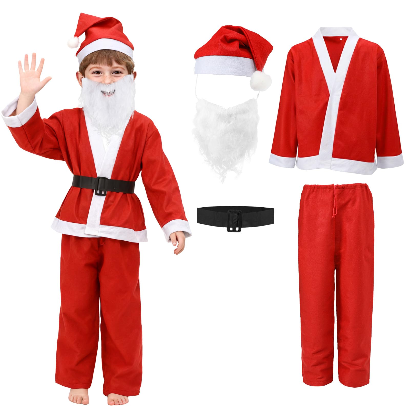 Grünes Monster Kostüm Kinder, 6 Stück Grünes Monster Weihnachtsmann Kostün Anzug Weihnachtskostüm Cosplay Party Faschingskostüme Für Jungen Mädchen